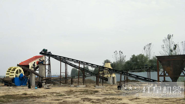 洗砂機搭配在生產線中，有效作業，清洗更干凈